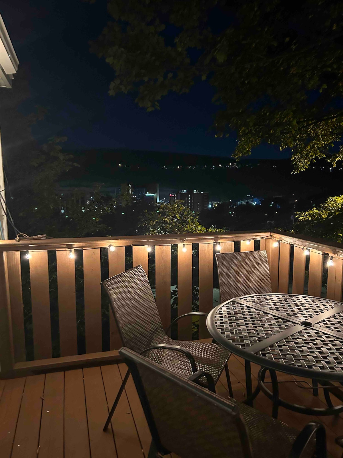 The Hill House patio at night
