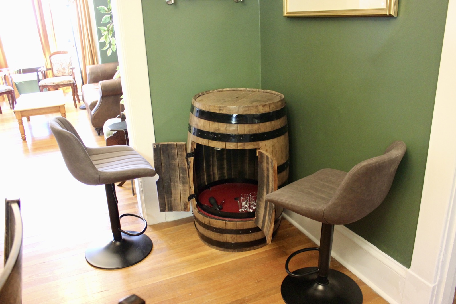 The LaCour House barrel bar nook