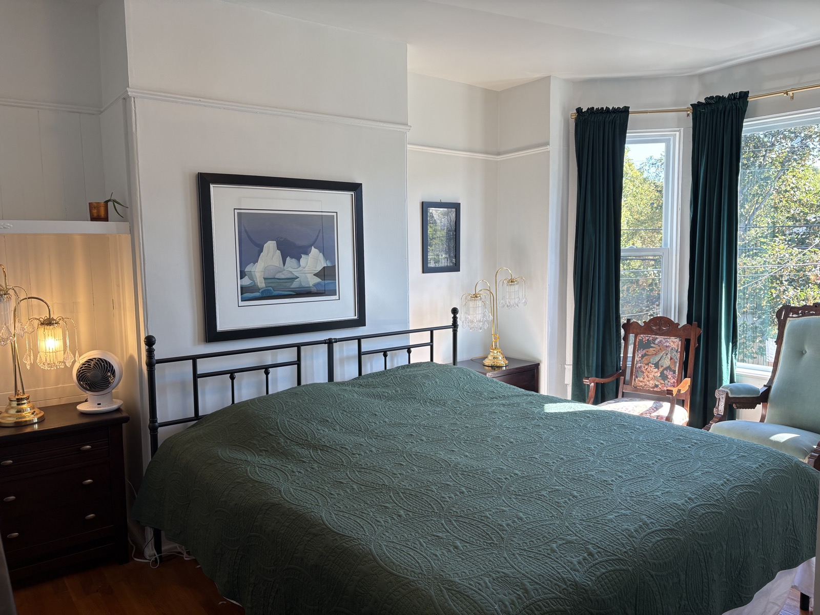 The LaCour House master bedroom with bay window
